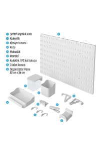 ÇOK AMAÇLI PANO ORGANİZATÖR SET 3 (52X36 cm) YAPIŞKANLI - BEYAZ